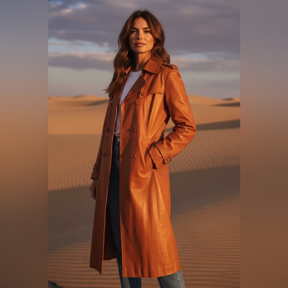 Vintage Jackets & Blazers - 80’s leather trench coat